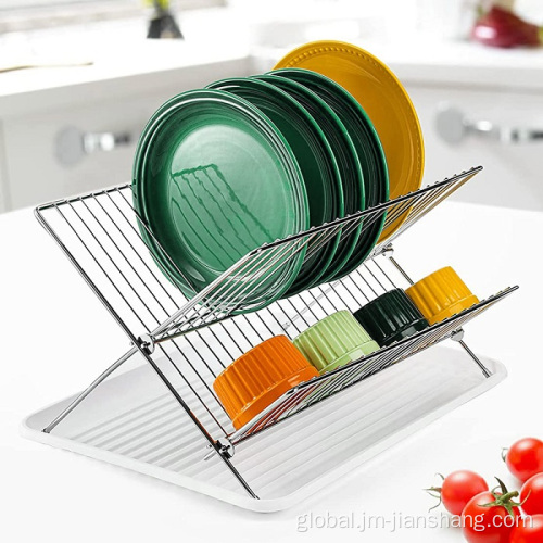 2Tier Chrome Plating Iron Dish Rack Smart Design Dish Drainer Rack Factory